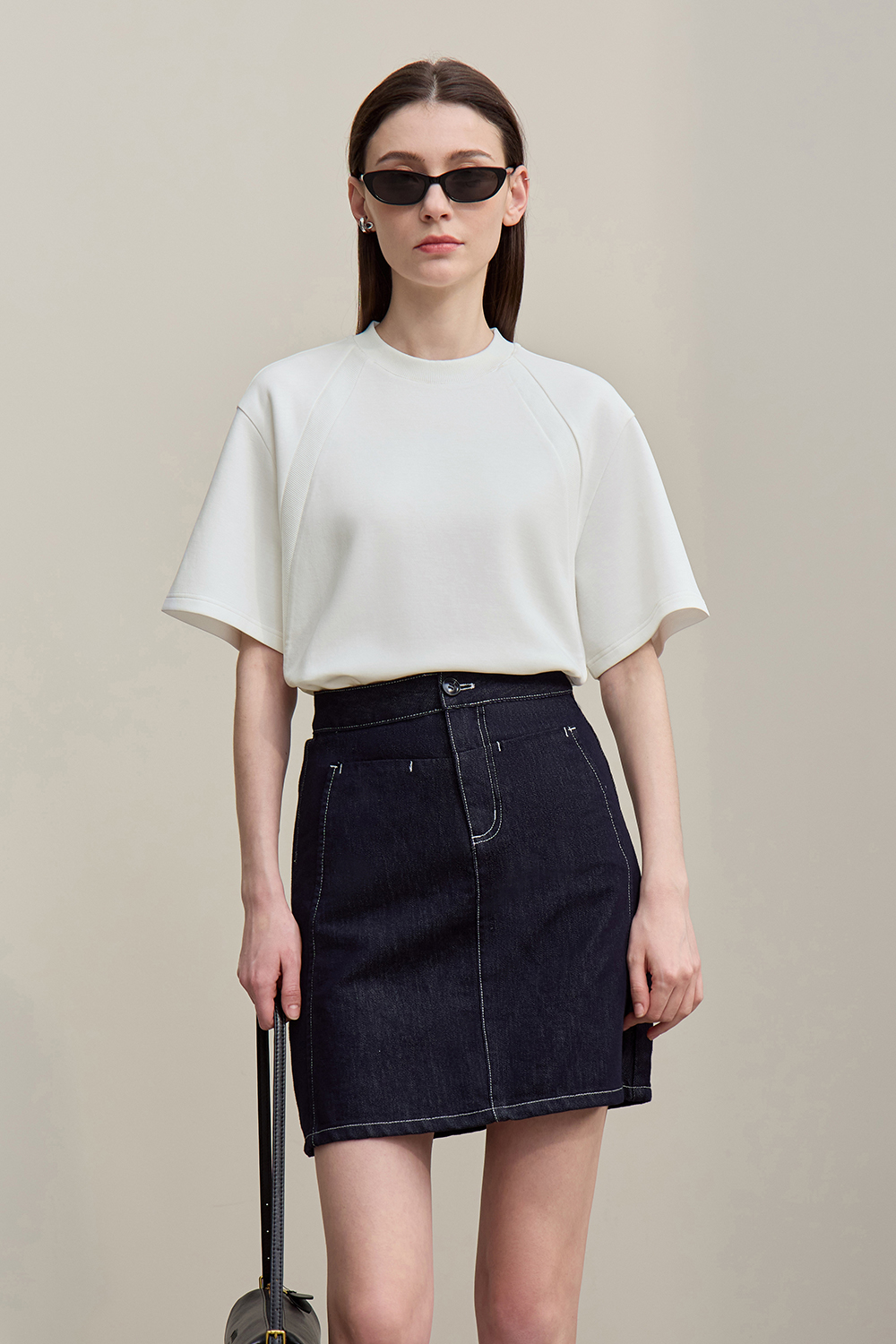 Ribbed Spliced Air Layer T-shirt