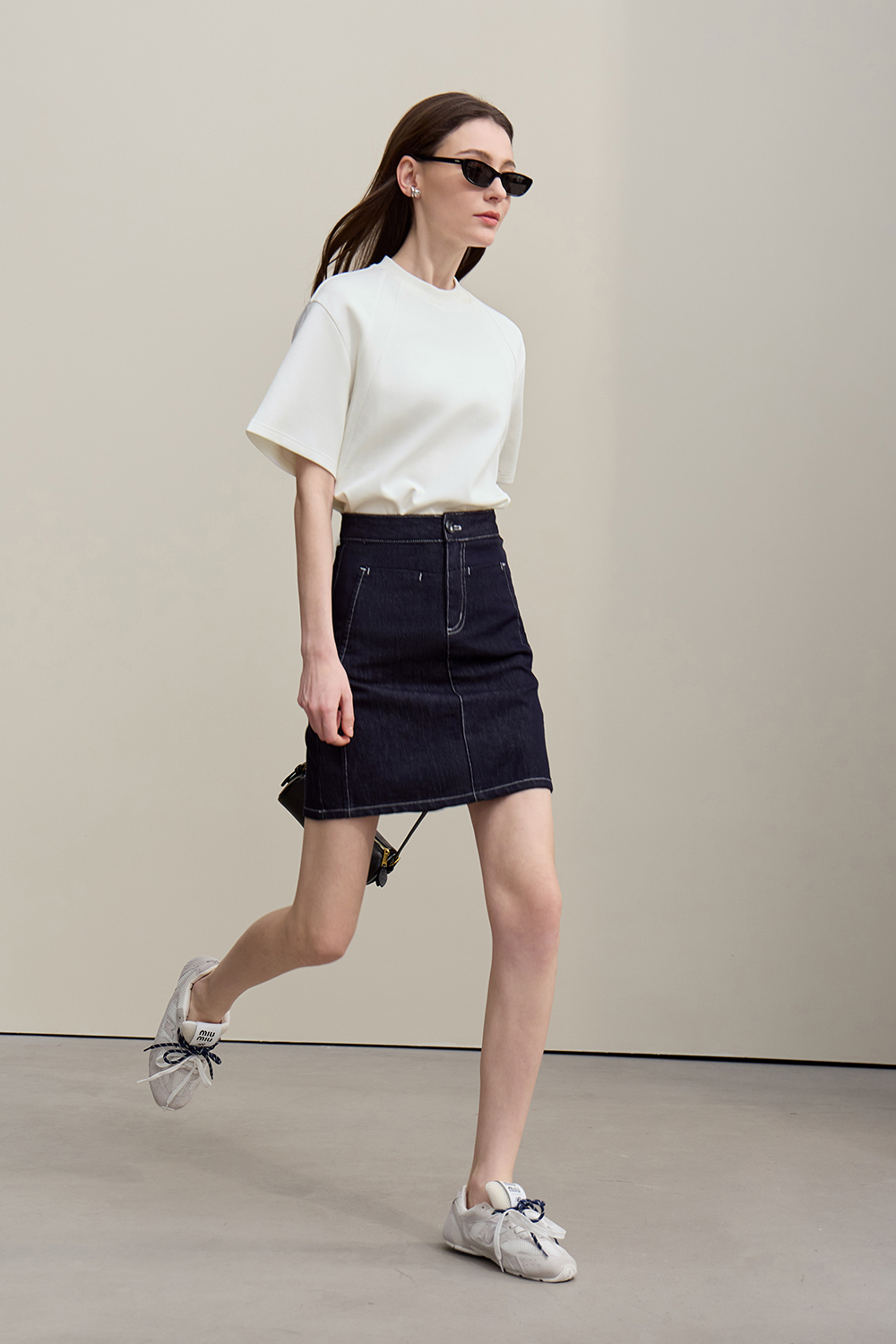 Ribbed Spliced Air Layer T-shirt