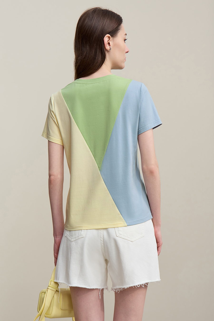 Color-blocked Crew Neck T-shirt|AMII