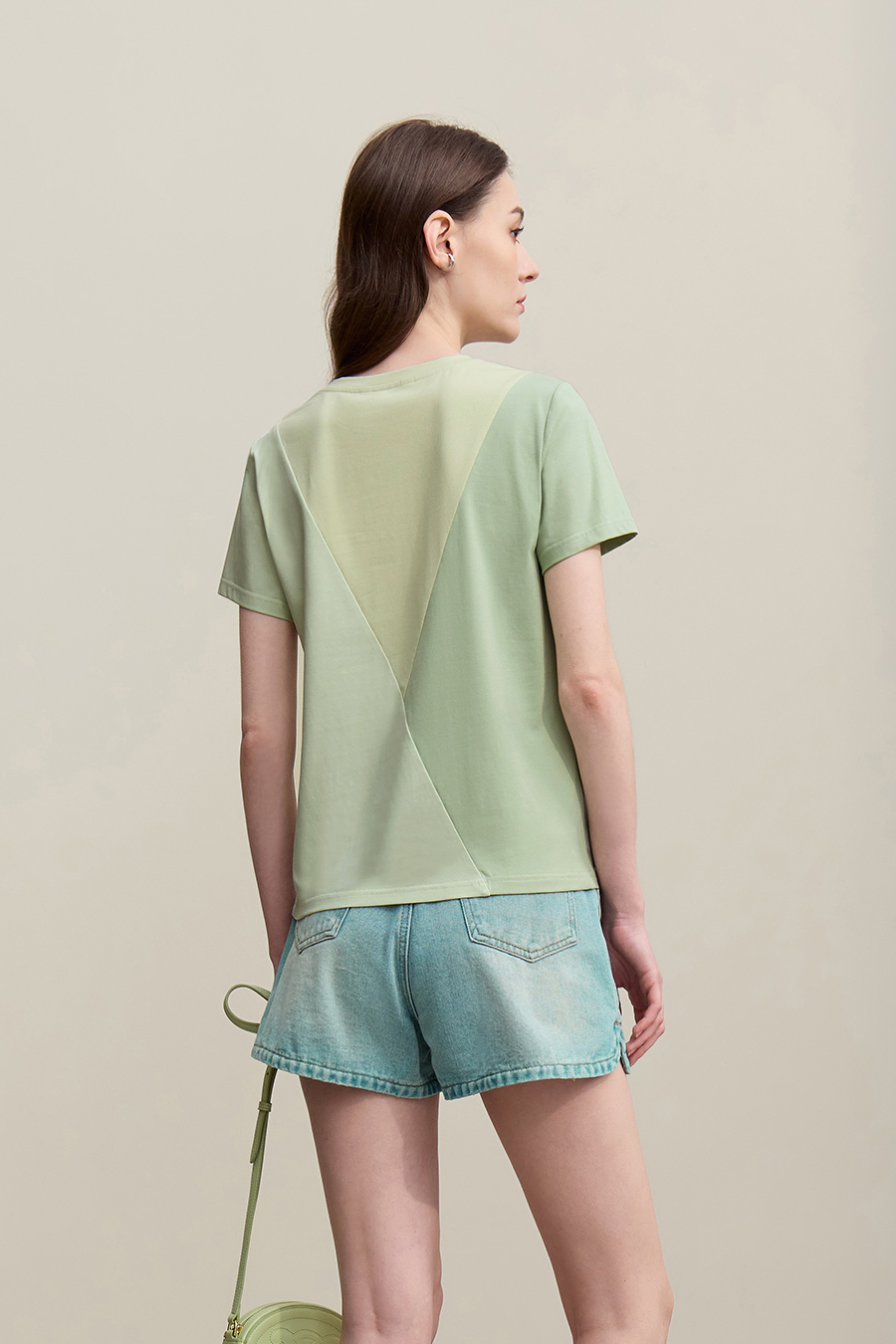 Color-blocked Crew Neck T-shirt|AMII