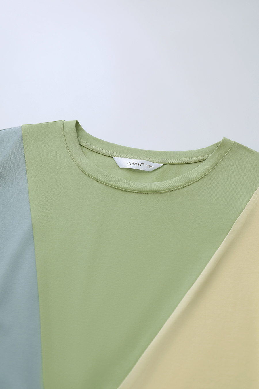 Color-blocked Crew Neck T-shirt|AMII