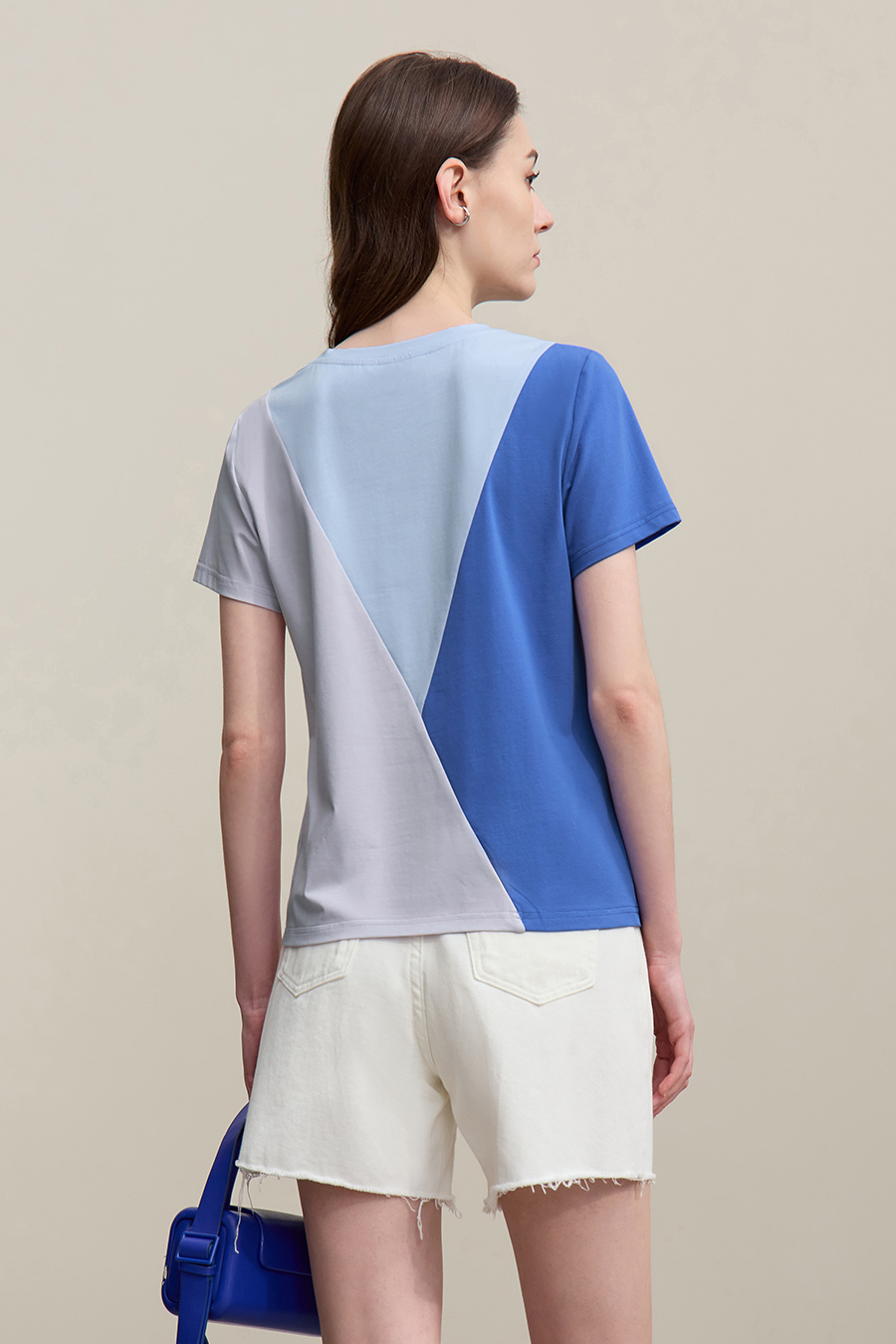 Color-blocked Crew Neck T-shirt|AMII