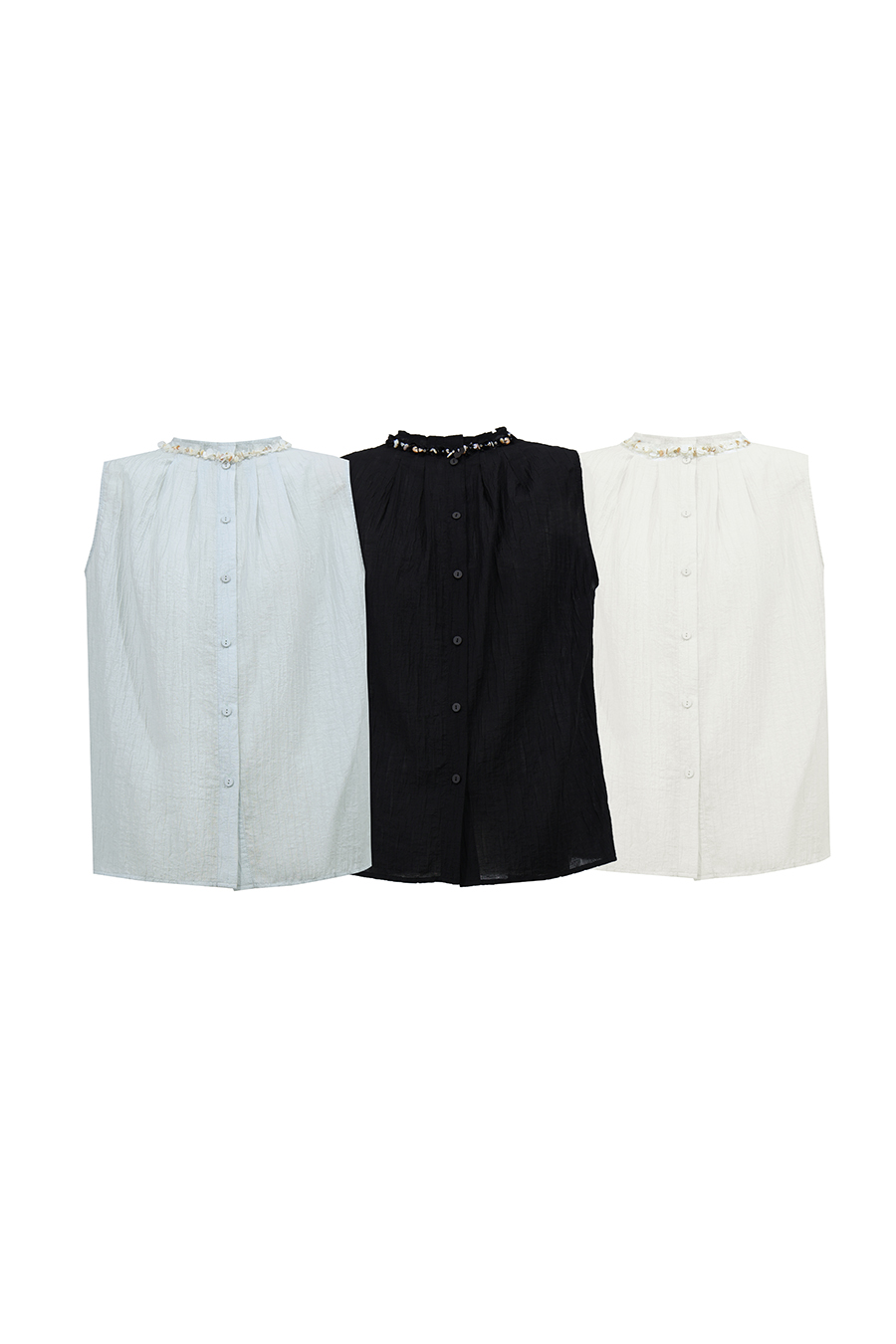 Tweed-style acetate sleeveless blouse|AMII