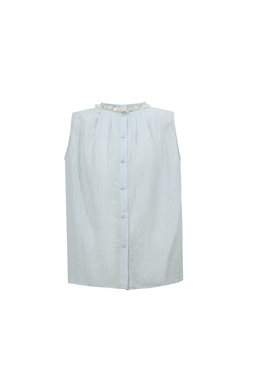 Tweed-style acetate sleeveless blouse|AMII