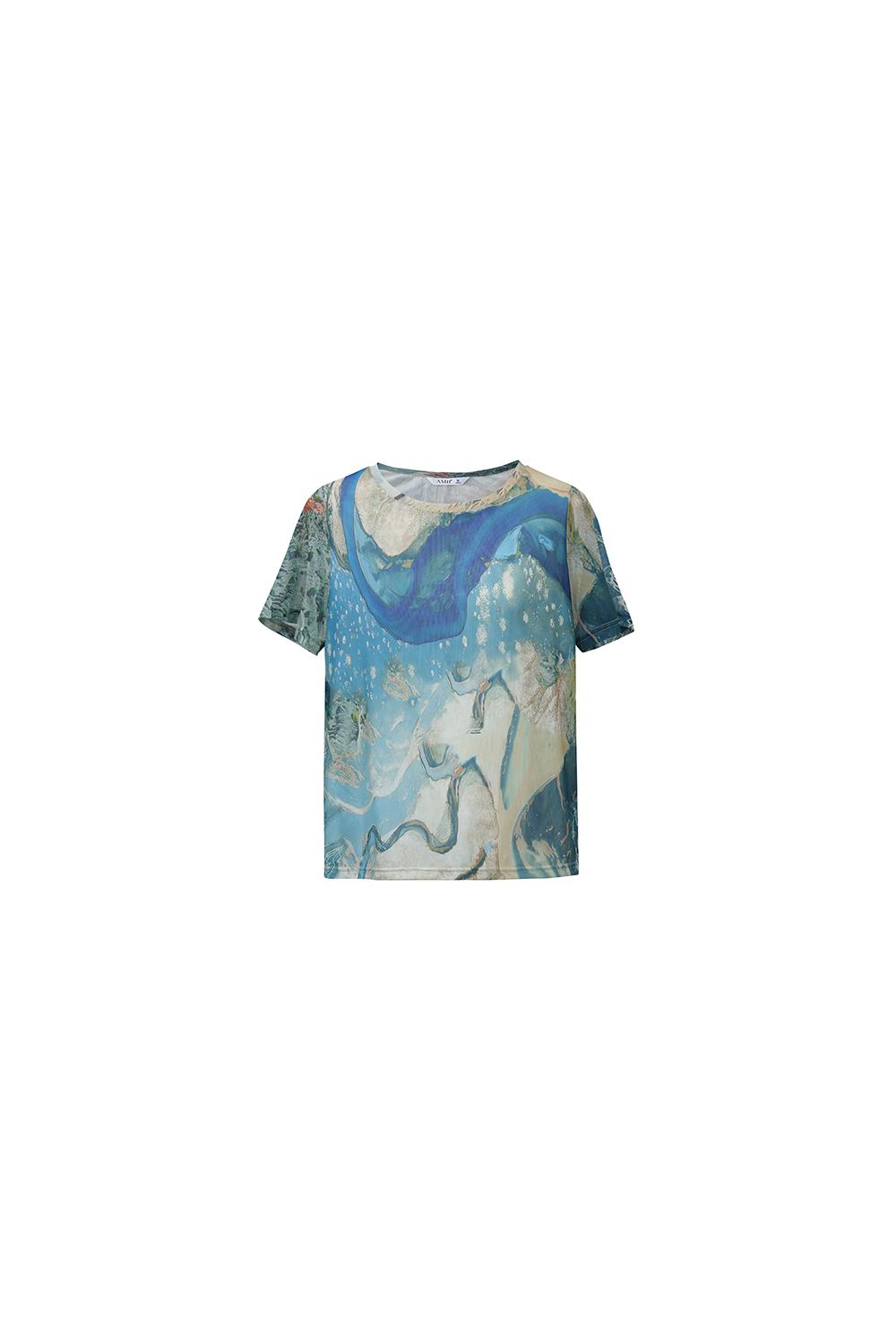 Abstract Print Mesh T-Shirt|AMII