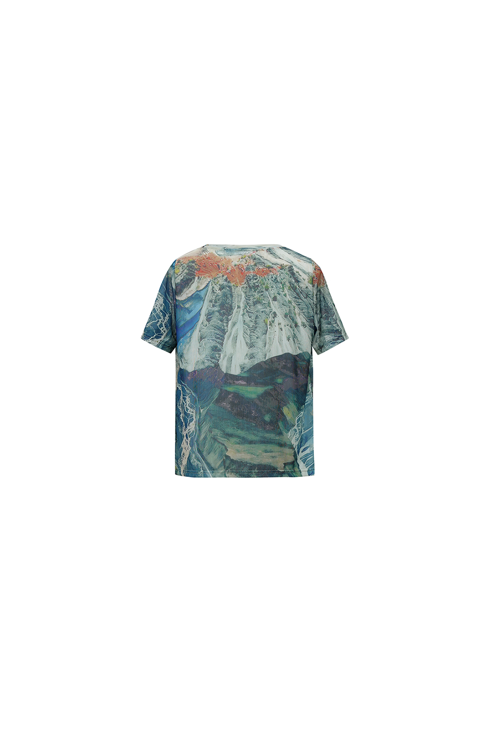 Abstract Print Mesh T-Shirt|AMII