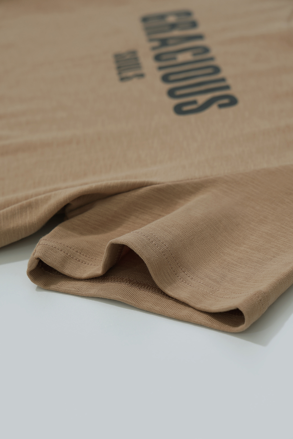 Letter Print Stretch Cotton T-Shirt|AMII