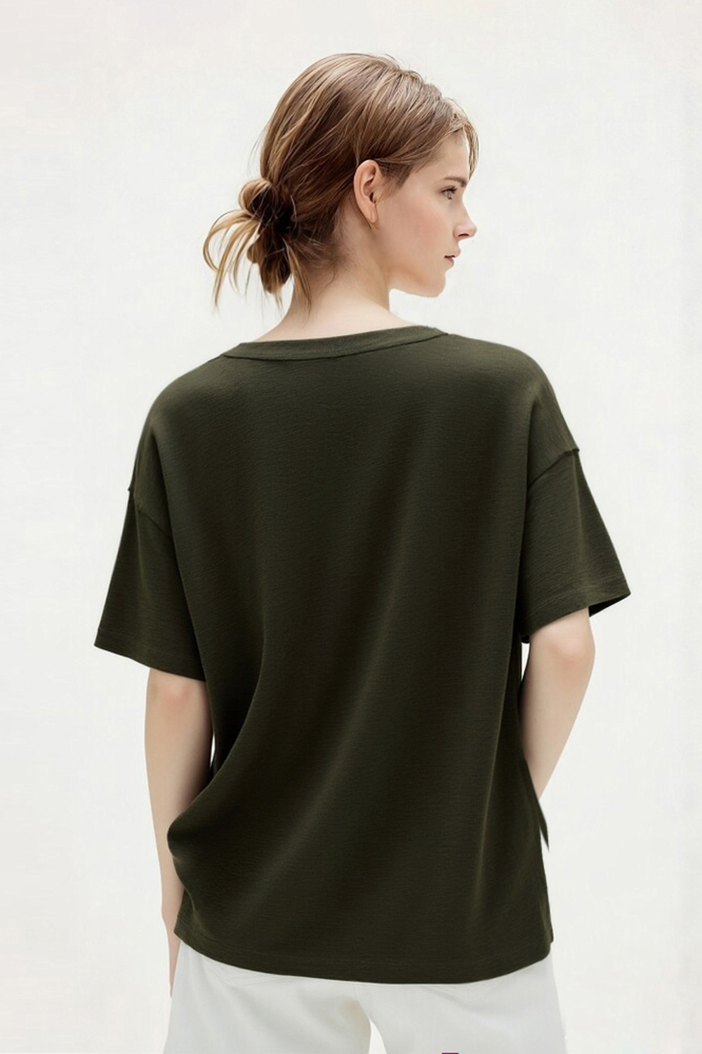 Letter Print Stretch Cotton T-Shirt|AMII