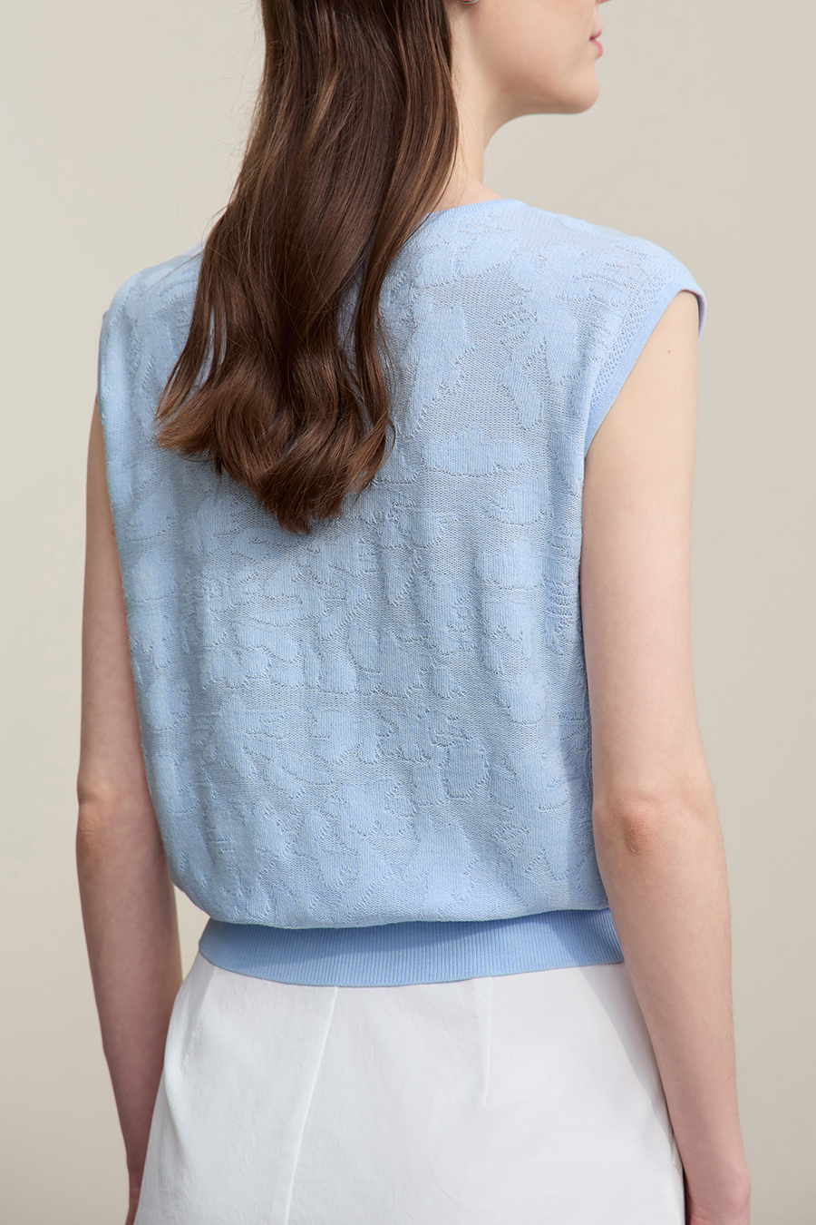 Crew Neck Jacquard Knit Sweater|AMII