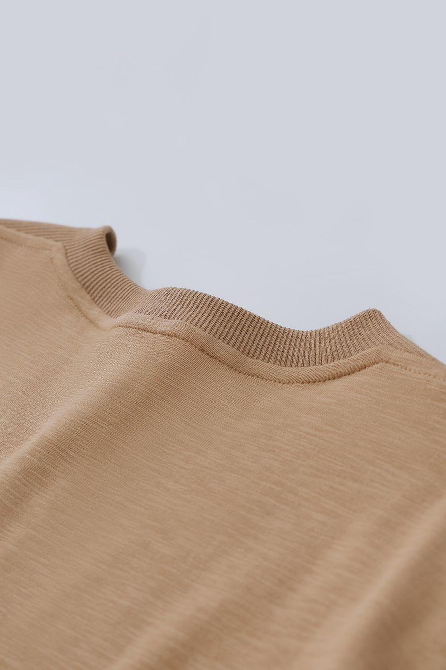 Rib Spliced Round Neck T-Shirt|AMII
