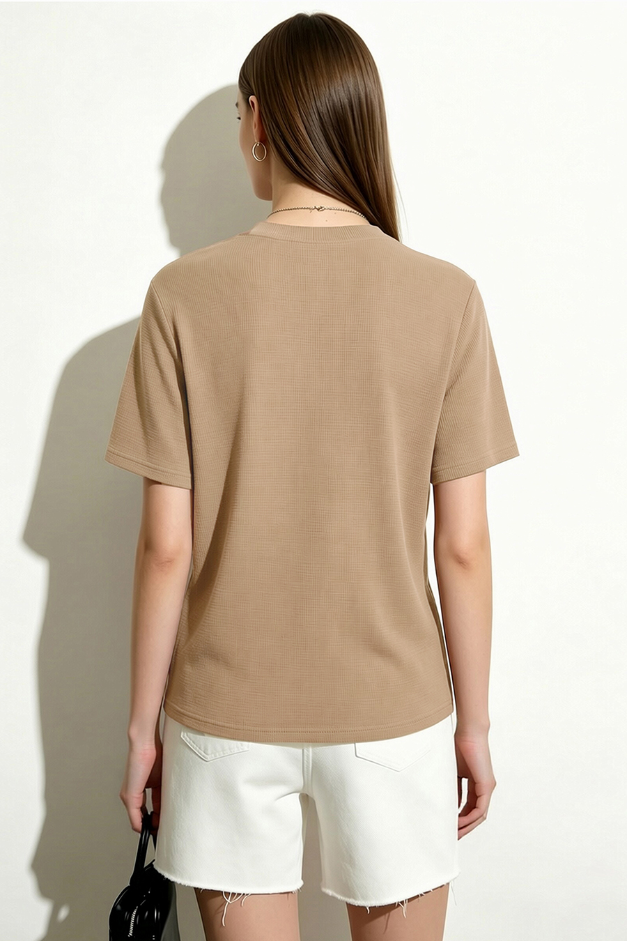 Rib Spliced Round Neck T-Shirt|AMII