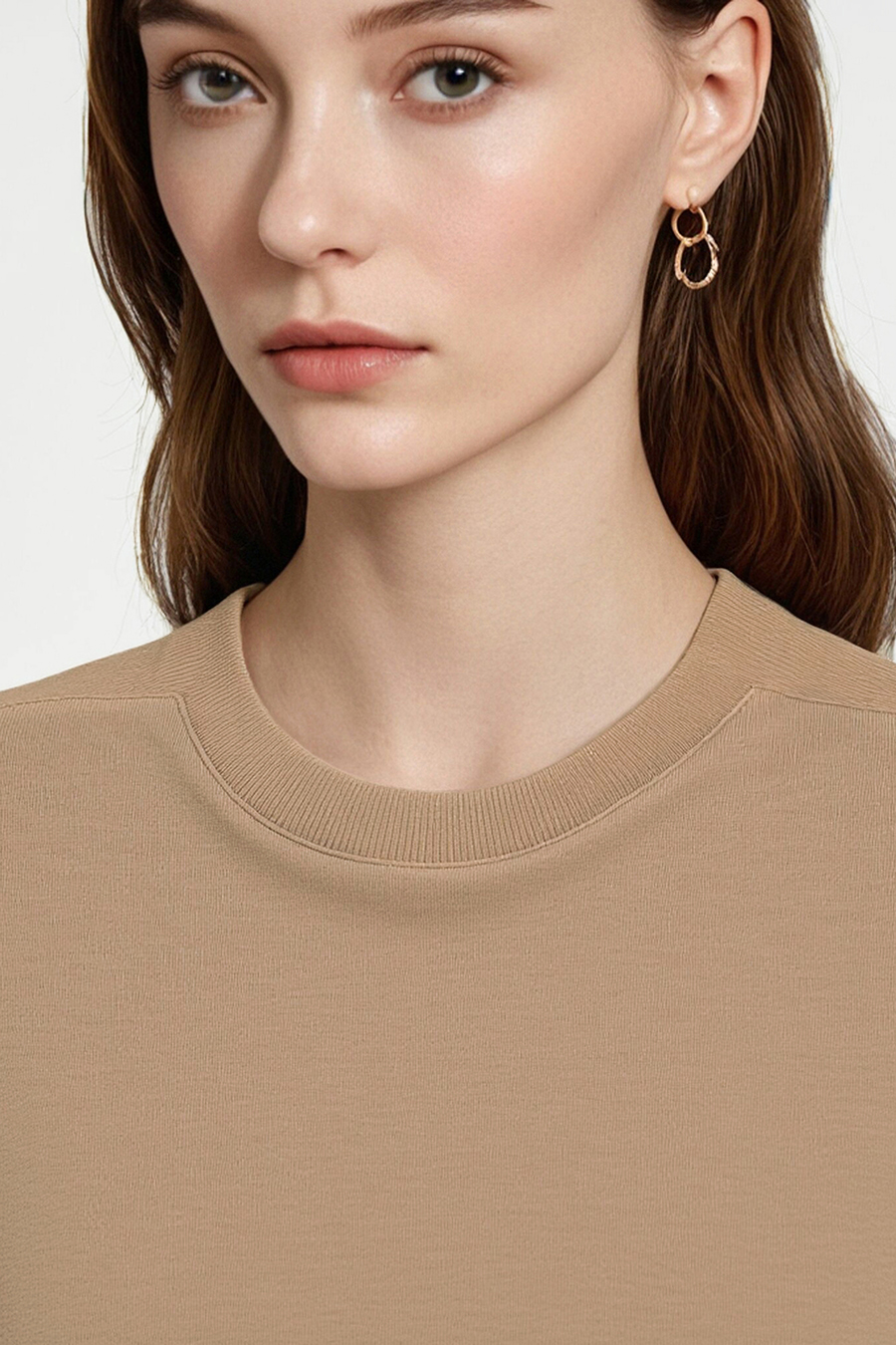 Rib Spliced Round Neck T-Shirt|AMII