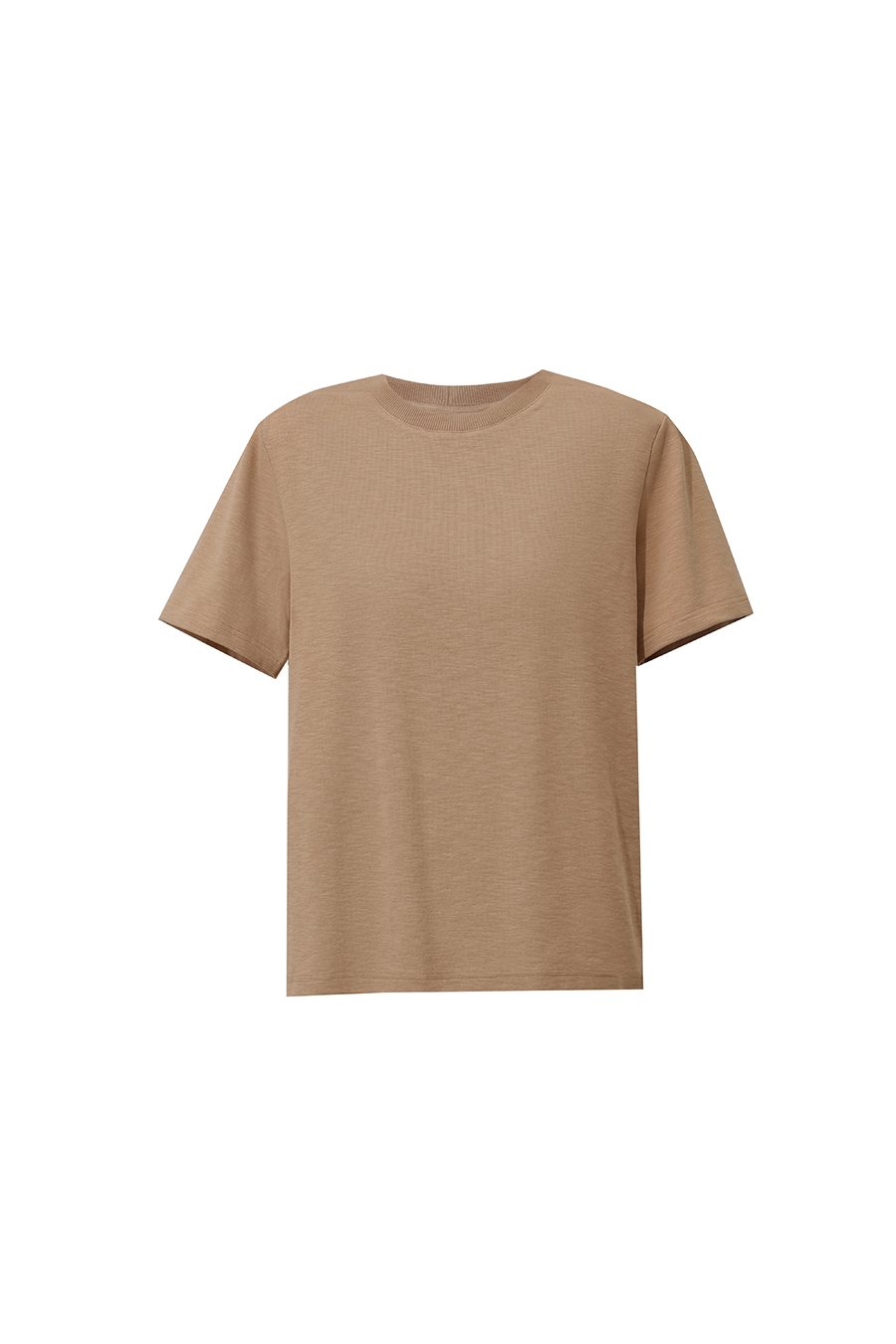 Rib Spliced Round Neck T-Shirt|AMII