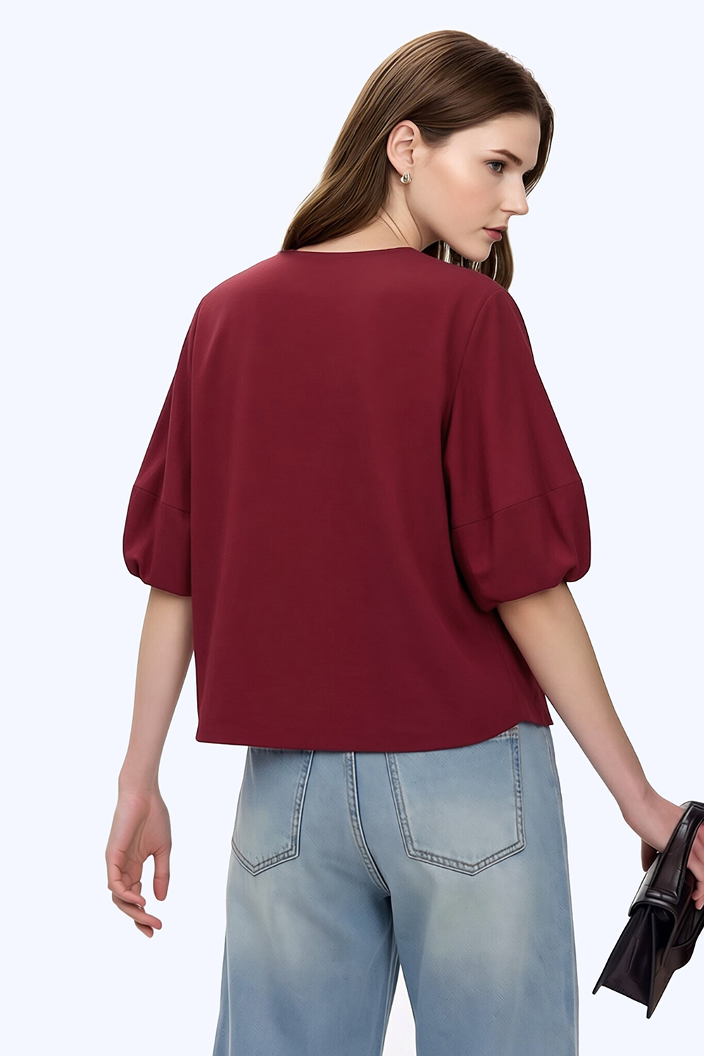 Round Neck Lantern Sleeve Shirt