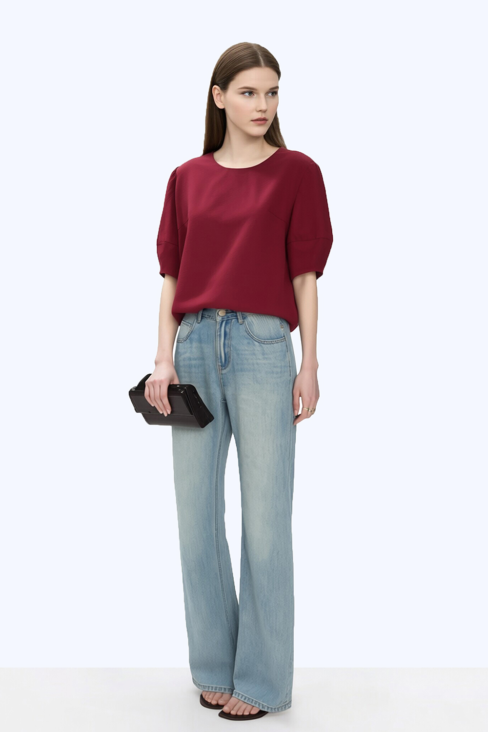 Round Neck Lantern Sleeve Shirt