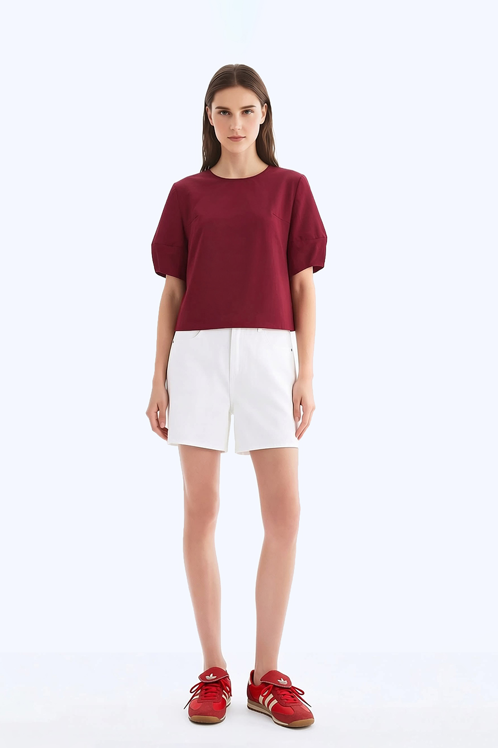 Round Neck Lantern Sleeve Shirt