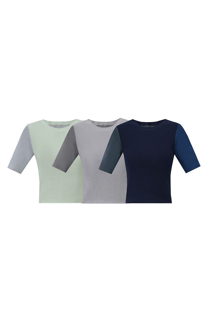 Crew Neck Contrast Color Knit Sweater|AMII