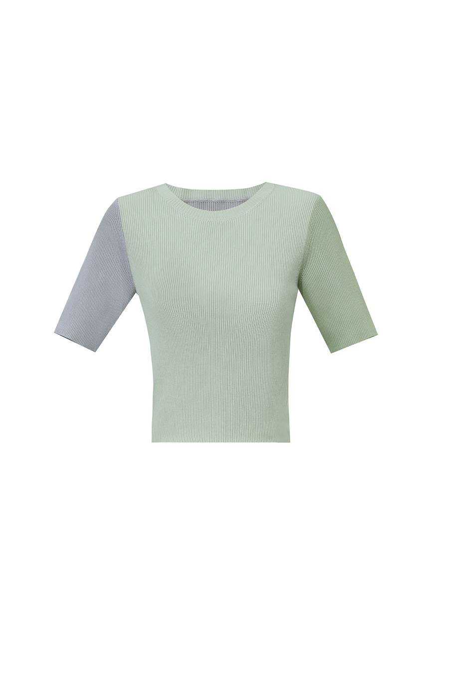 Crew Neck Contrast Color Knit Sweater|AMII