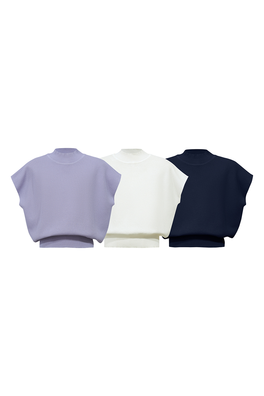 Mock Neck Cap Sleeve Knit Sweater|AMII