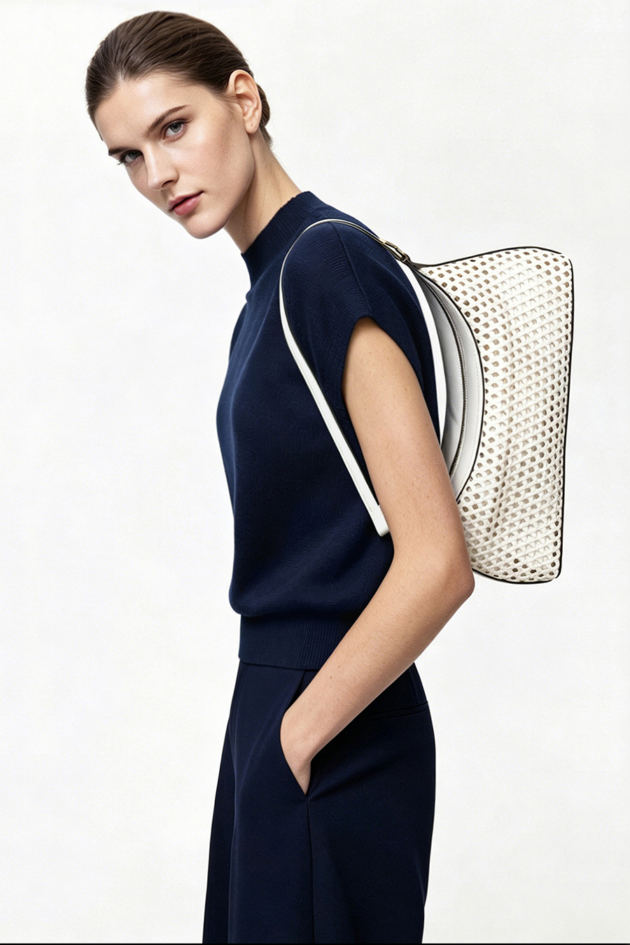 Mock Neck Cap Sleeve Knit Sweater|AMII