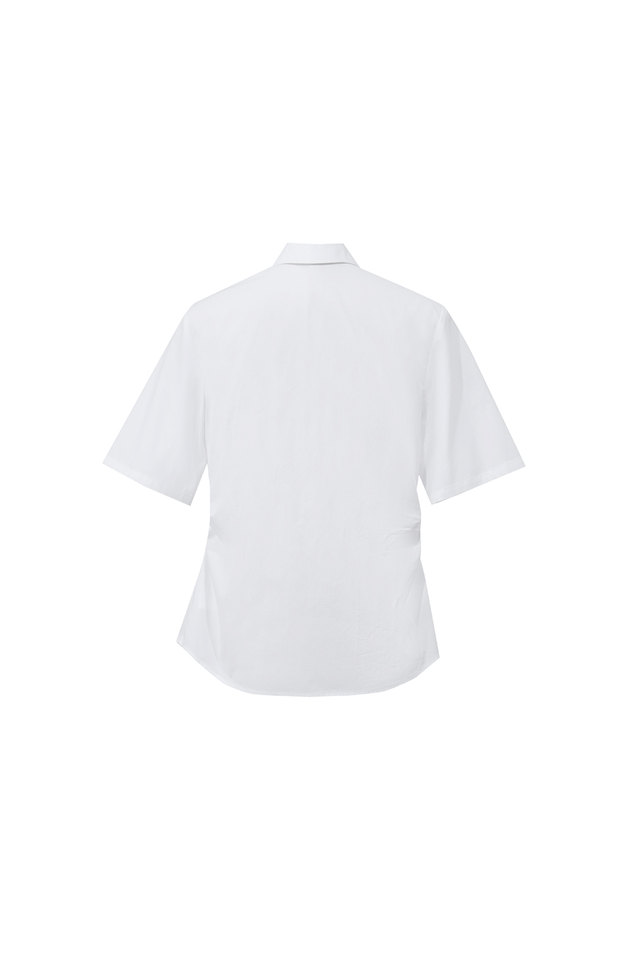 Lapel Ruched Pure Cotton Shirt|AMII