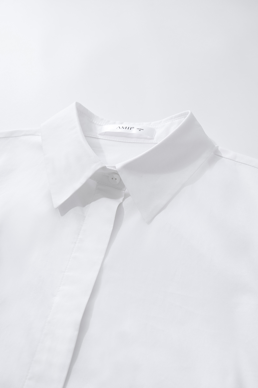 Lapel Ruched Pure Cotton Shirt|AMII