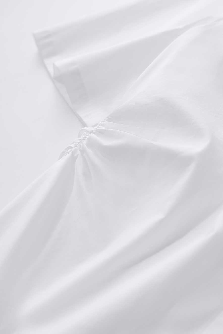 Lapel Ruched Pure Cotton Shirt|AMII