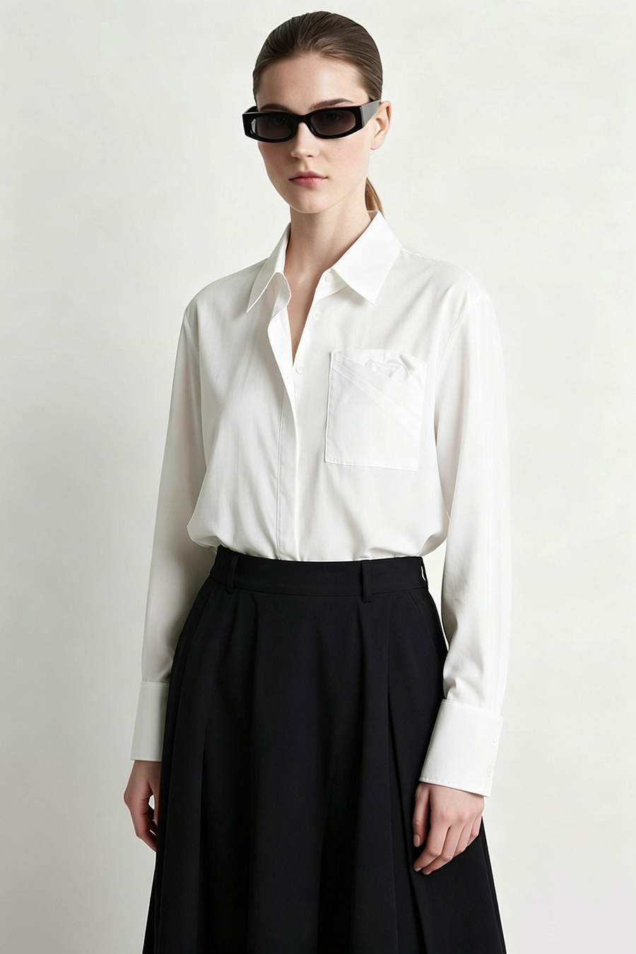 Lyocell Cotton Lapel Shirt | AMII