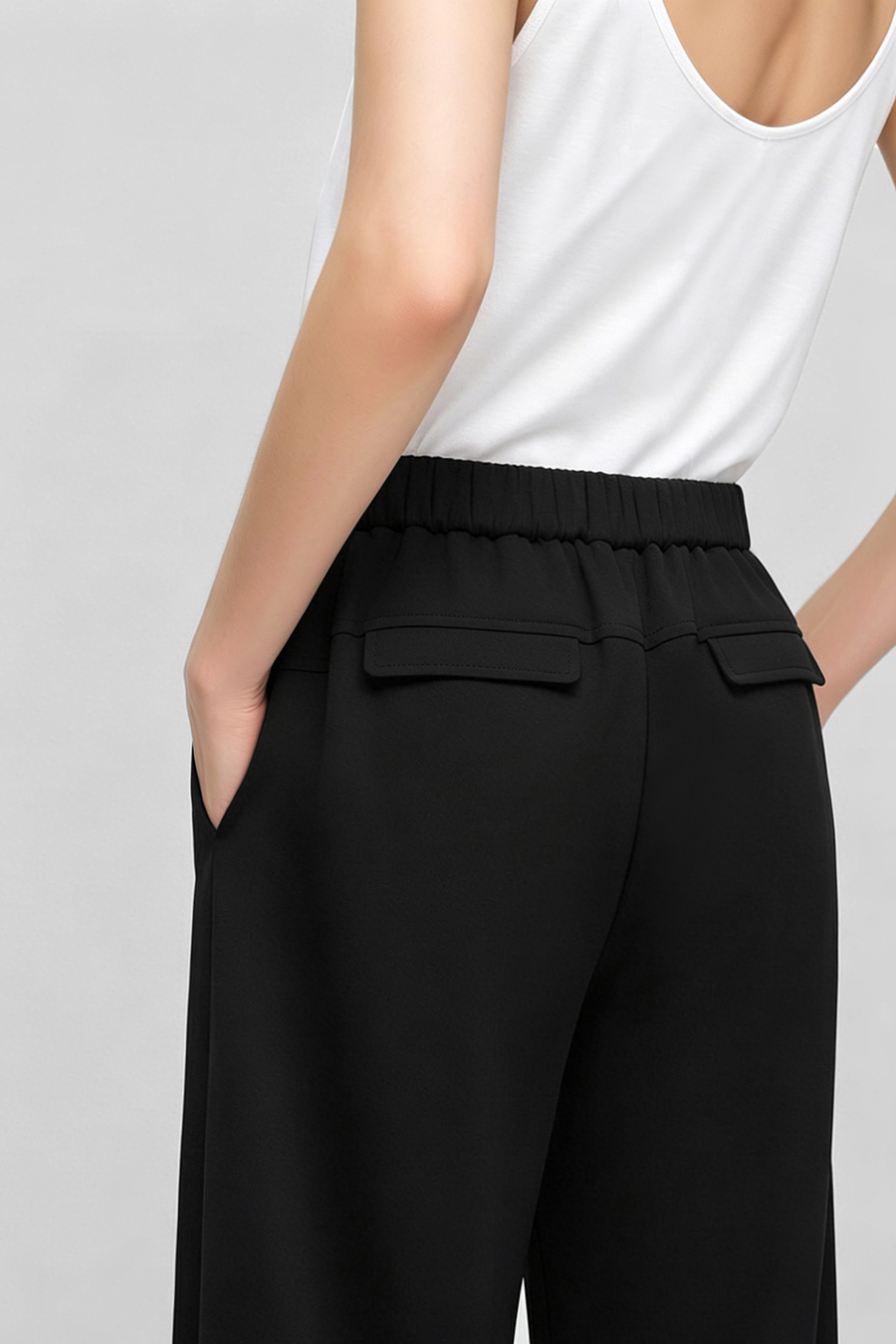 Brushed Wide Leg Casual Pants|AMII