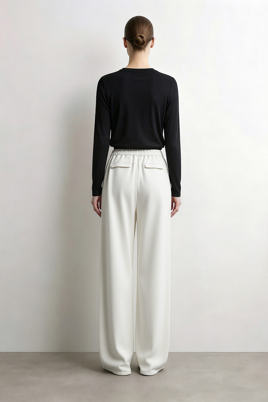 Brushed Wide Leg Casual Pants|AMII