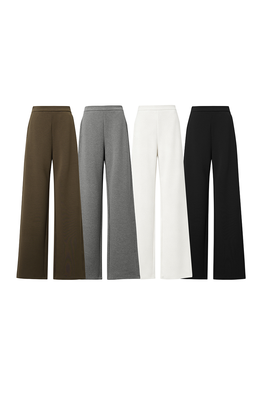 Brushed Wide Leg Casual Pants|AMII