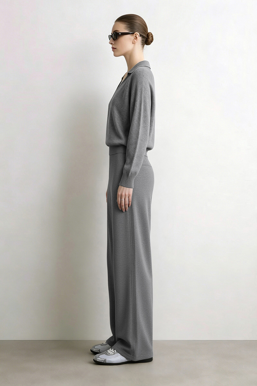 Brushed Wide Leg Casual Pants|AMII