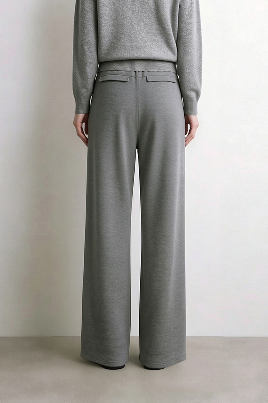 Brushed Wide Leg Casual Pants|AMII