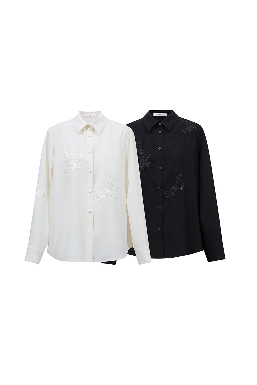 Lapel Sequin Embroidered Blouse | AMII