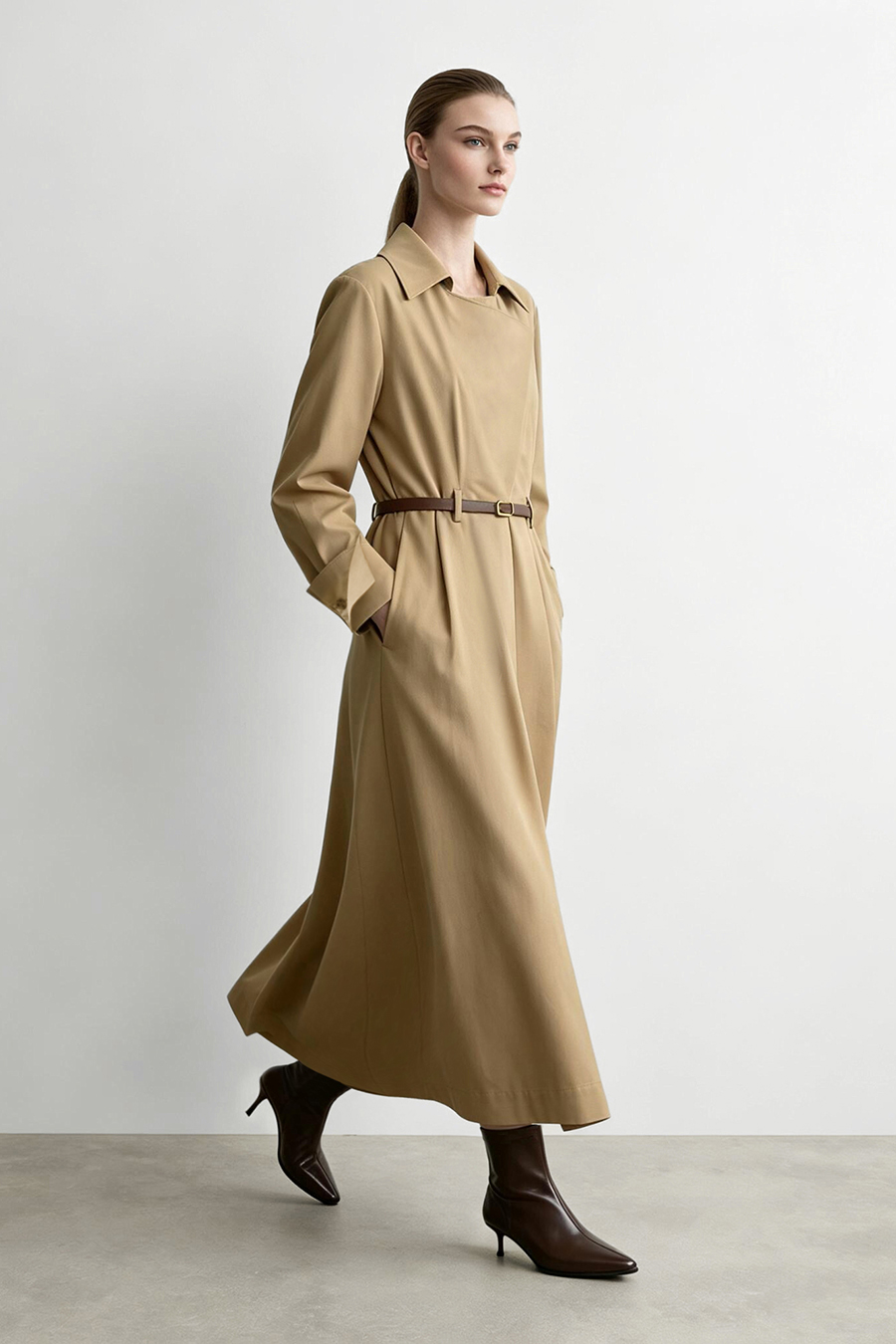 Collared gathered dress|AMII