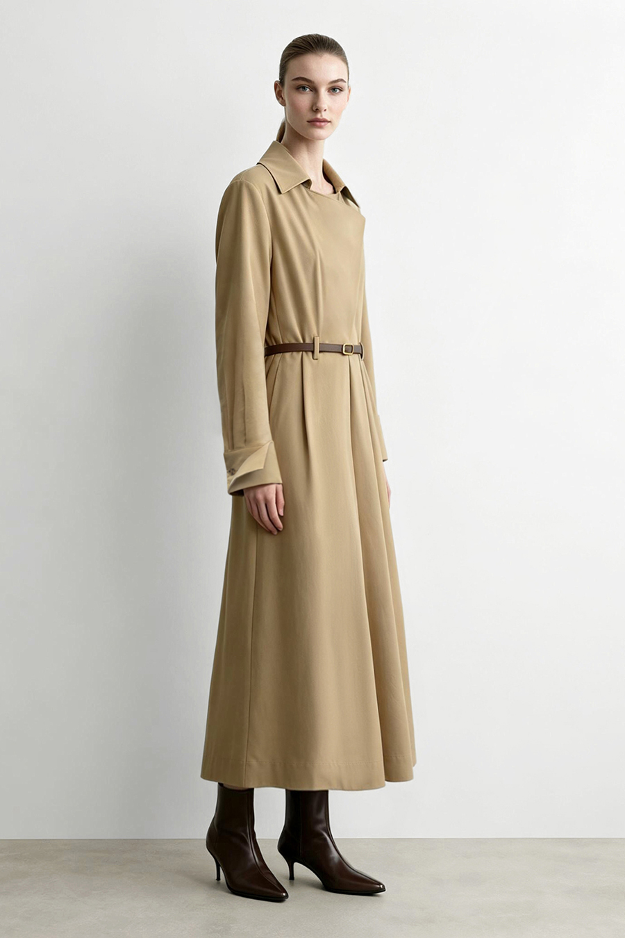 Collared gathered dress|AMII