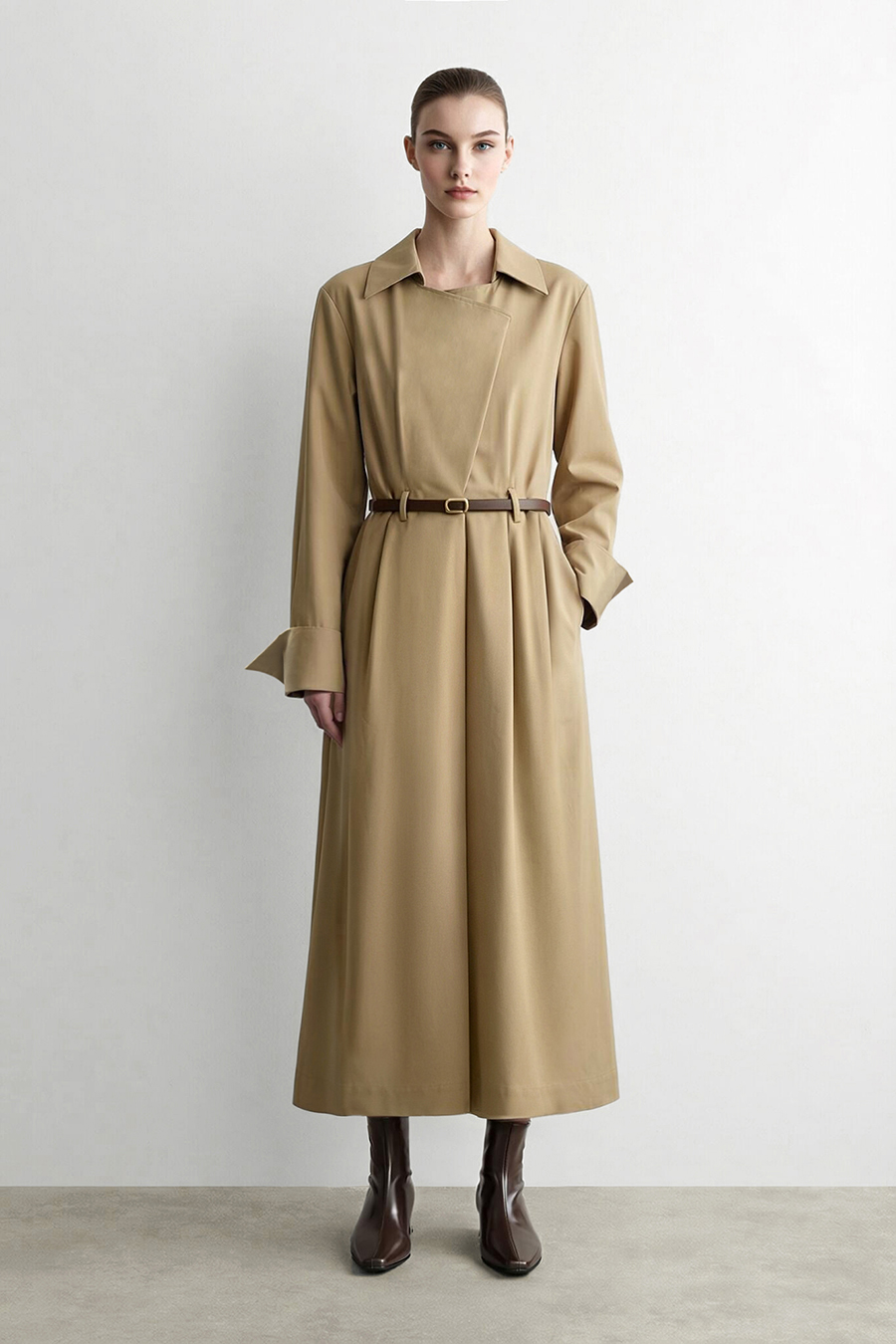 Collared gathered dress|AMII