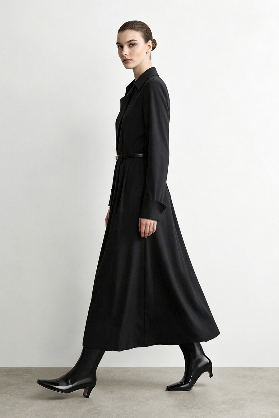 Collared gathered dress|AMII