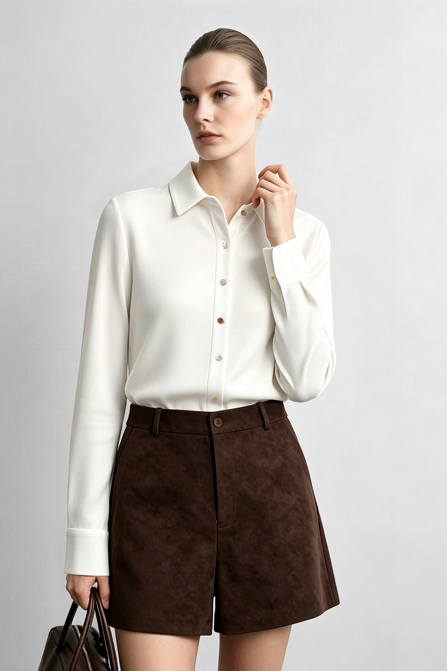 Lyocell cotton collared shirt|AMII