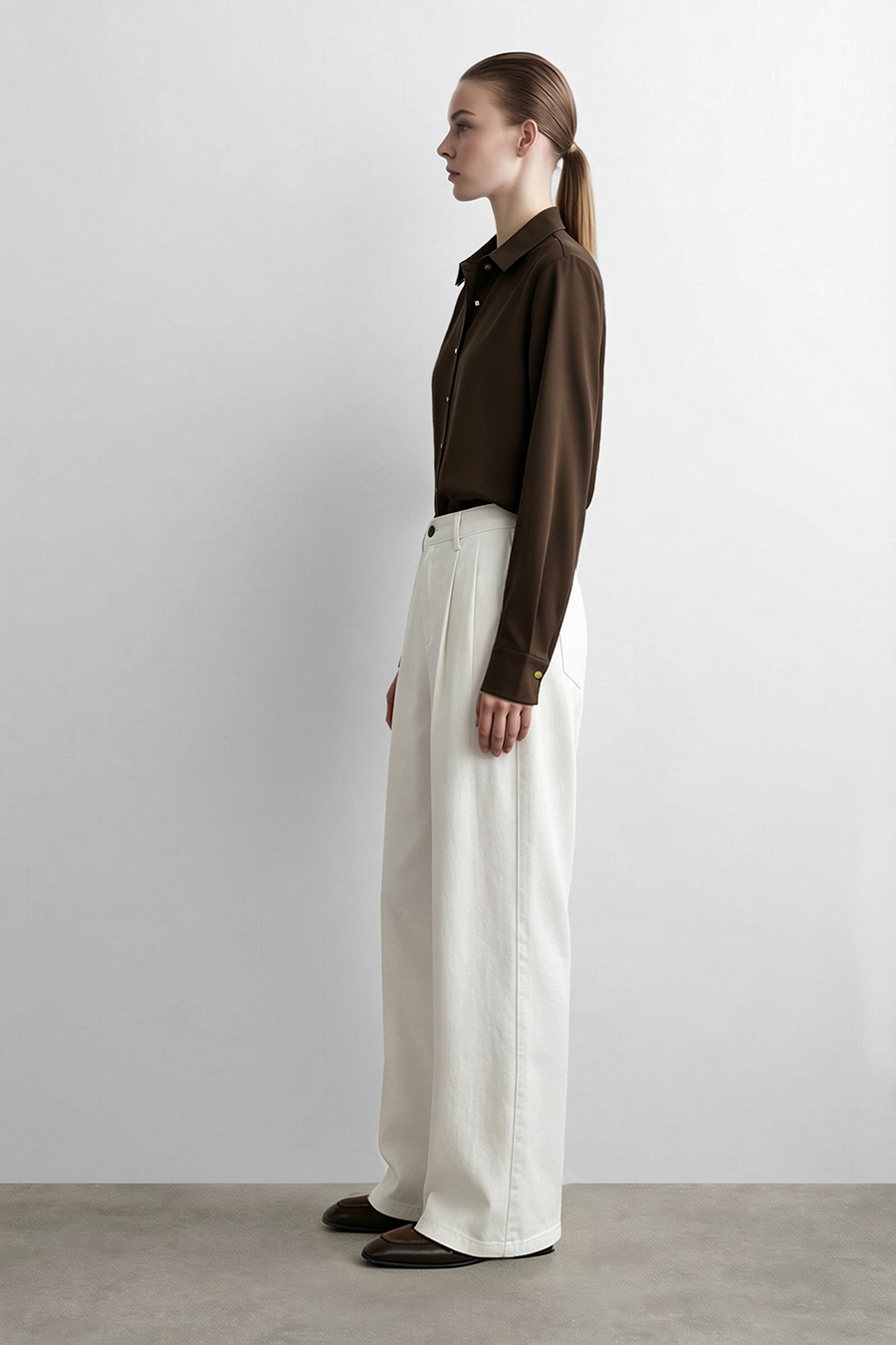 Lyocell cotton collared shirt|AMII