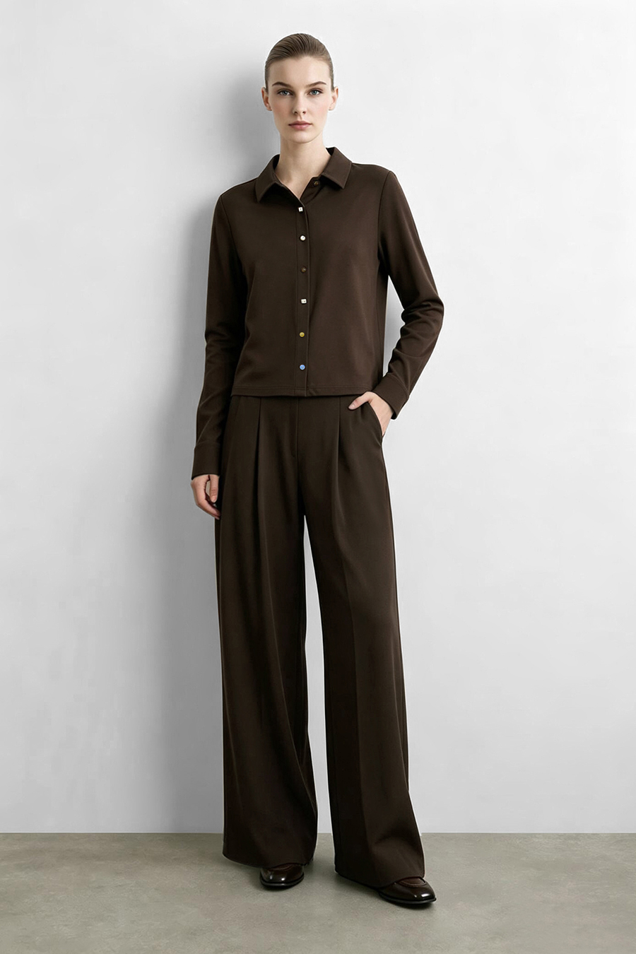 Lyocell cotton collared shirt|AMII