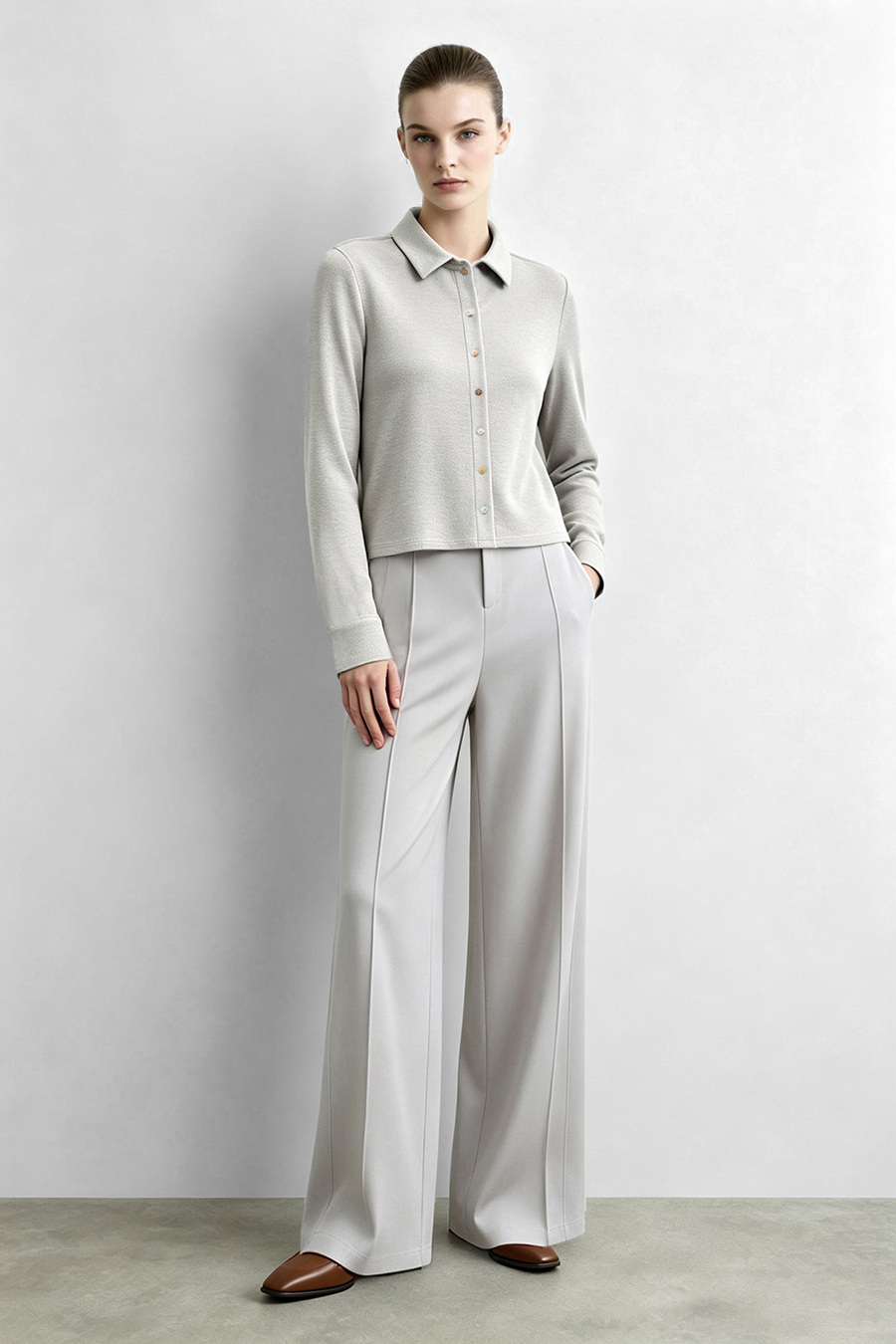 Lyocell cotton collared shirt|AMII