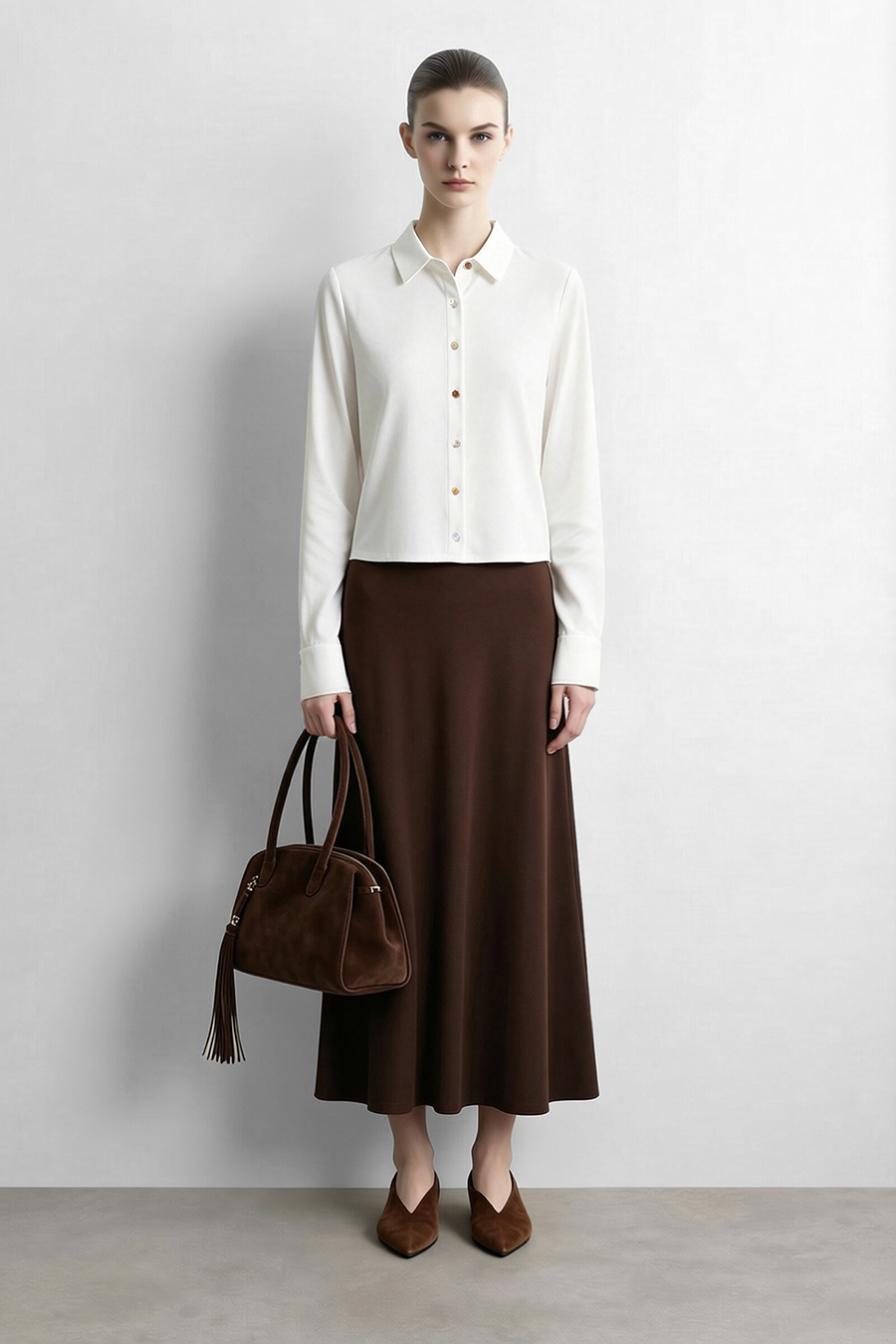 Lyocell cotton collared shirt|AMII