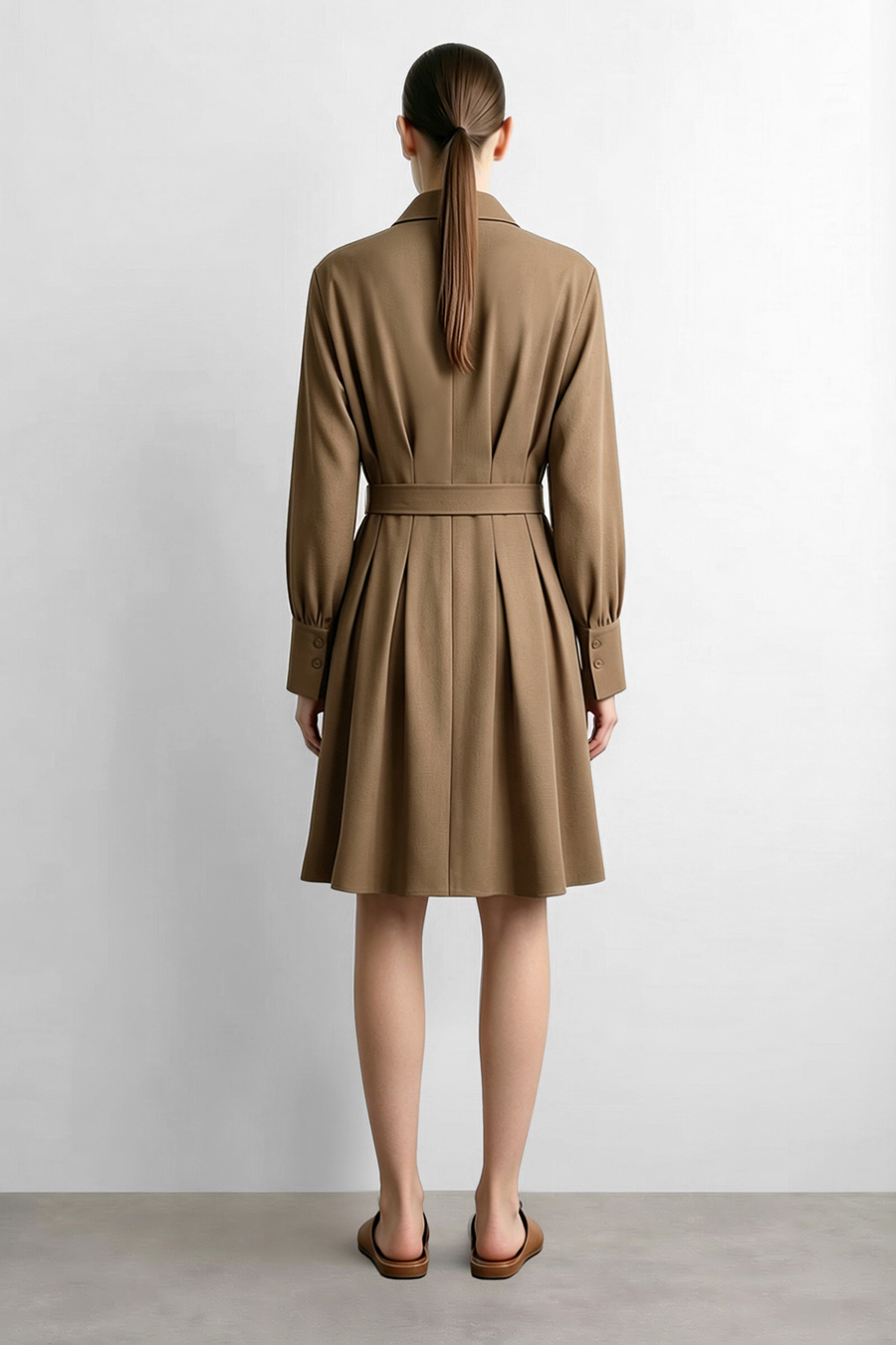 Belted Lapel Dress|AMII