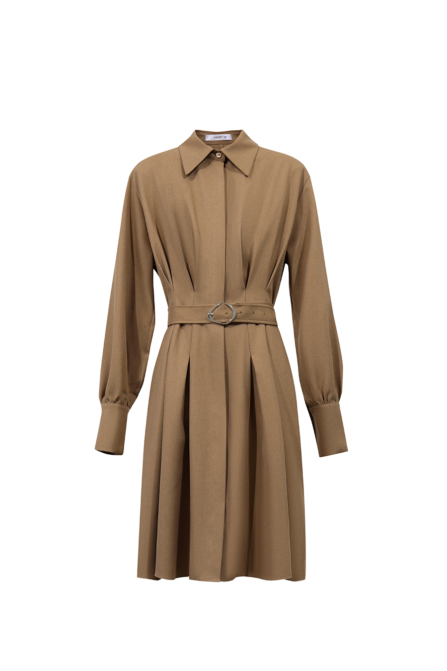 Belted Lapel Dress|AMII
