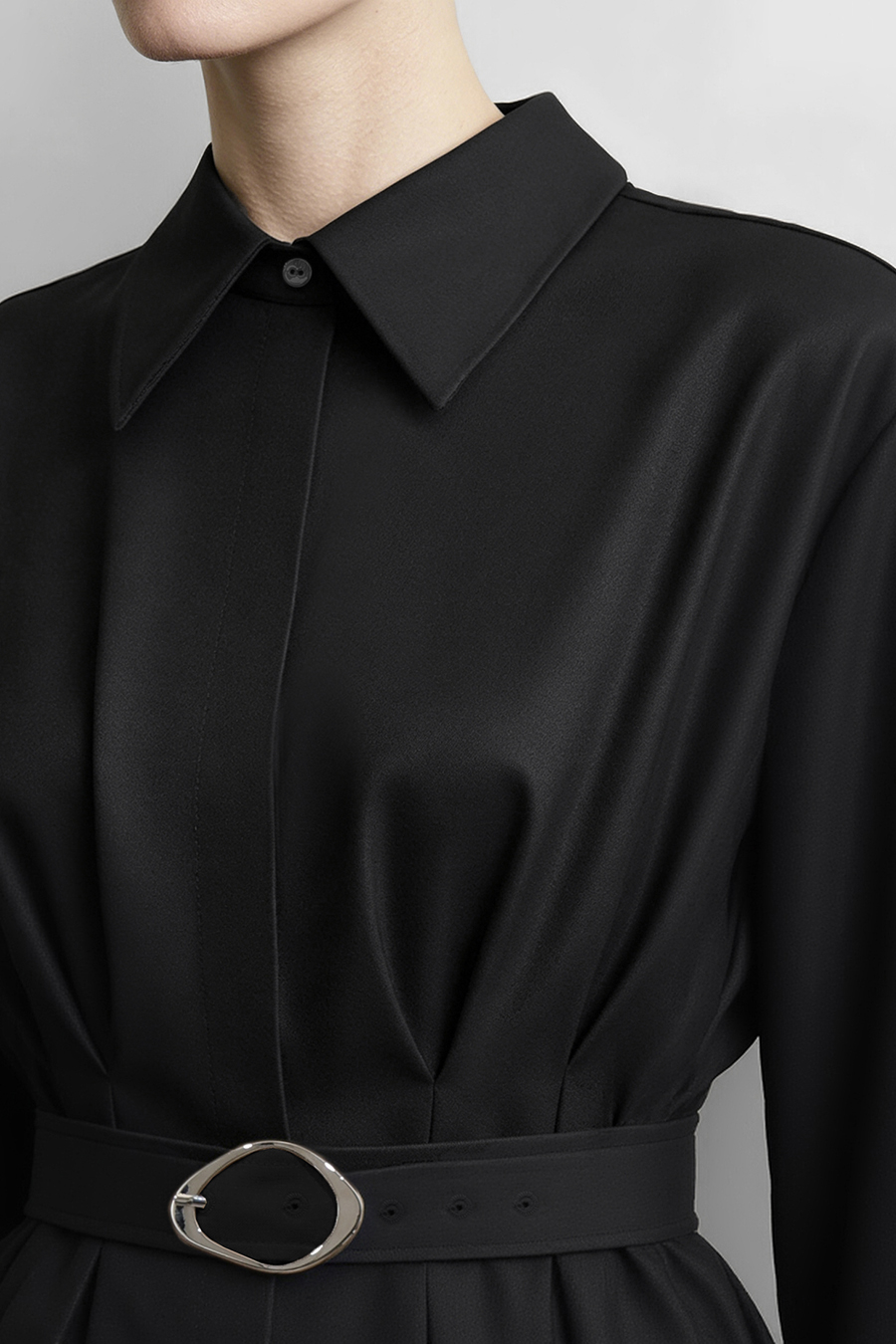 Belted Lapel Dress|AMII