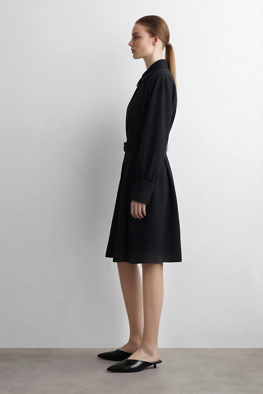 Belted Lapel Dress|AMII