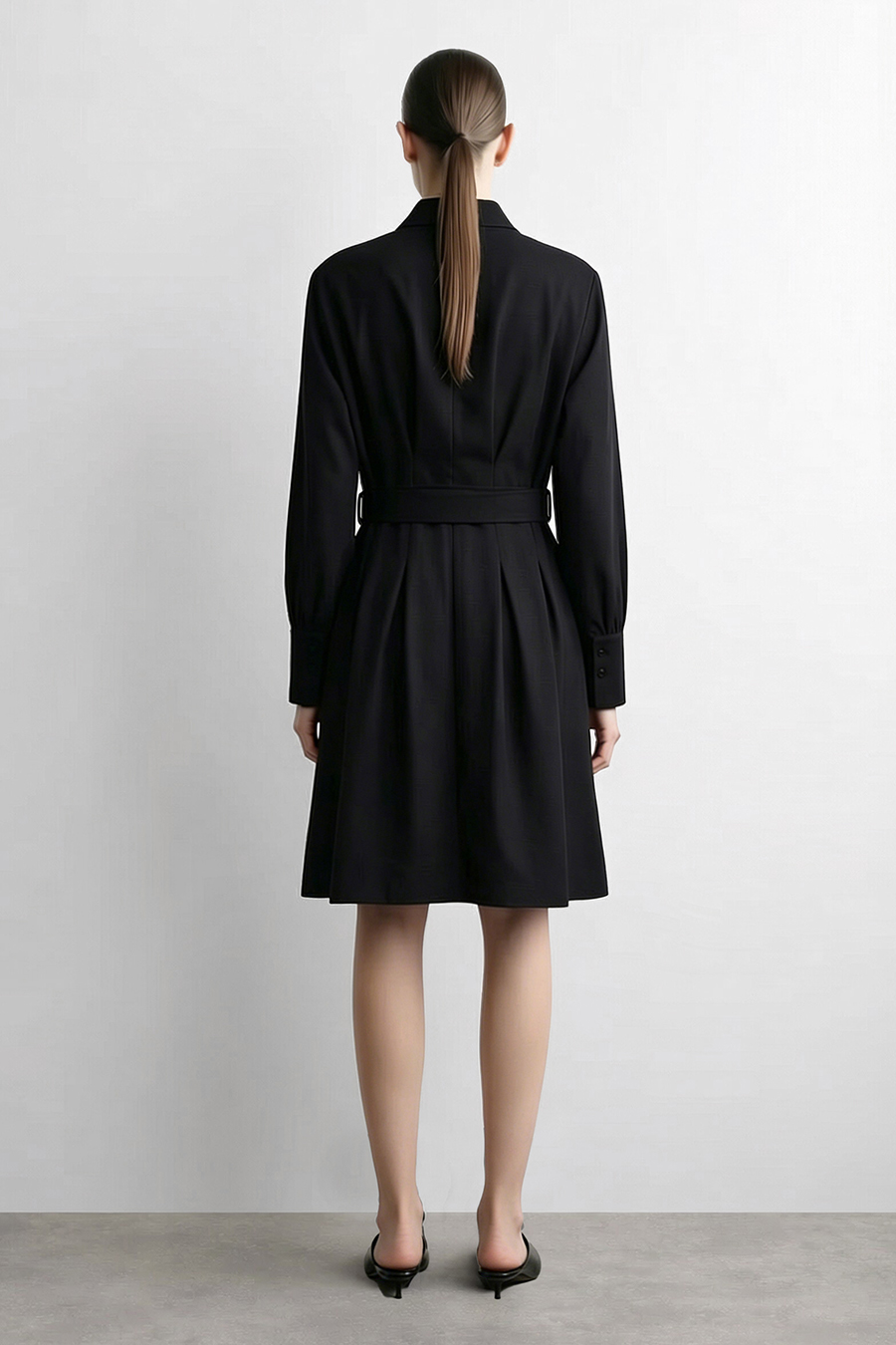 Belted Lapel Dress|AMII