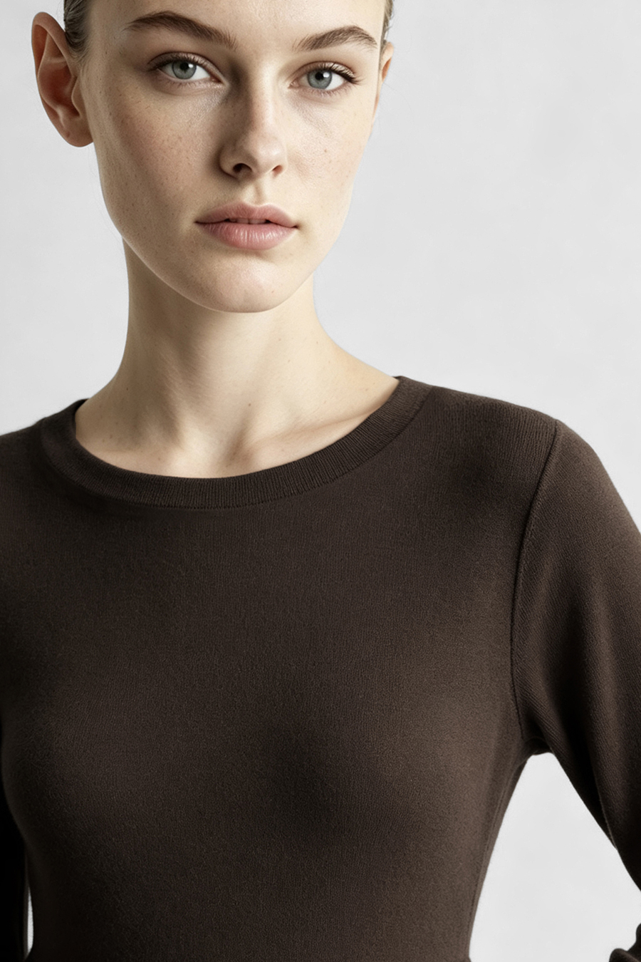 Crew Neck Long Sleeve Dress|AMII