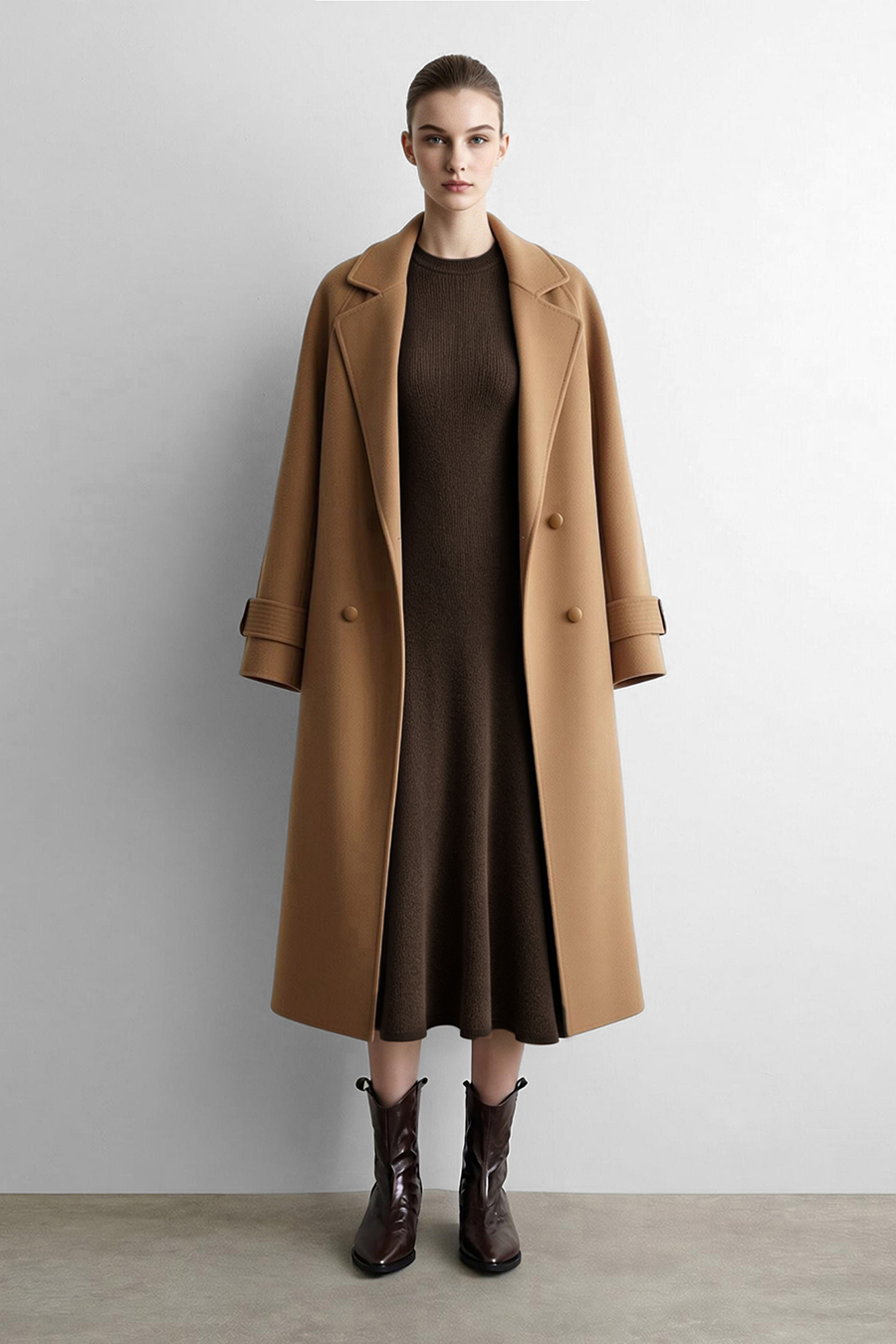 Crew Neck Long Sleeve Dress|AMII